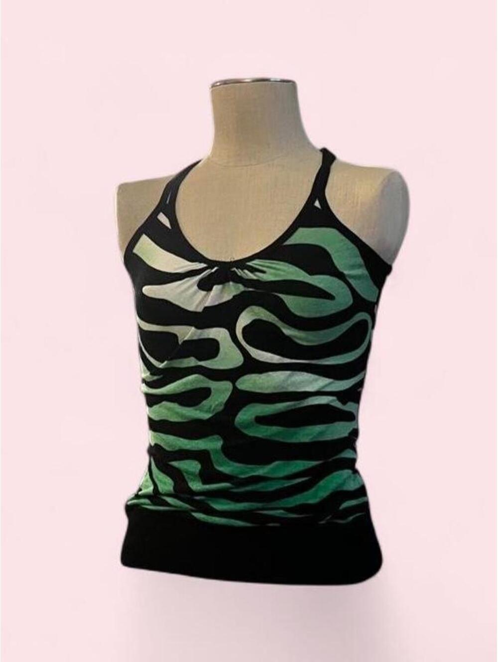 🖤💚 body central black and green Y2K style zebra print tank 💚🖤